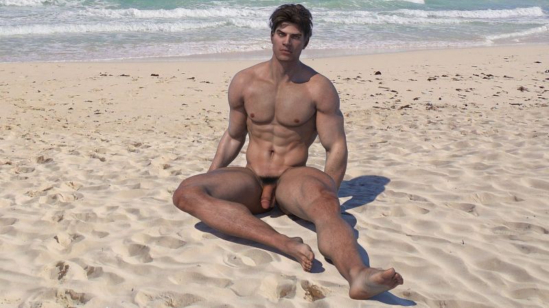 guys naked at beach