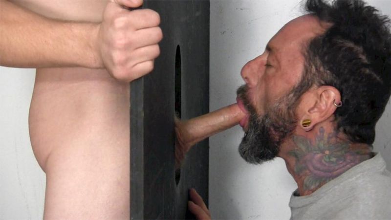 man tied up in glory hole