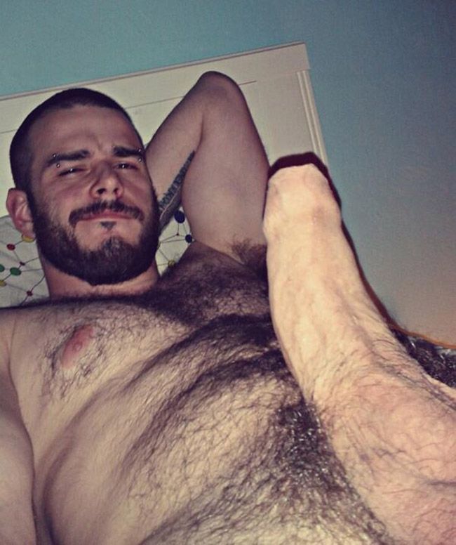 gay hairy cock selfie