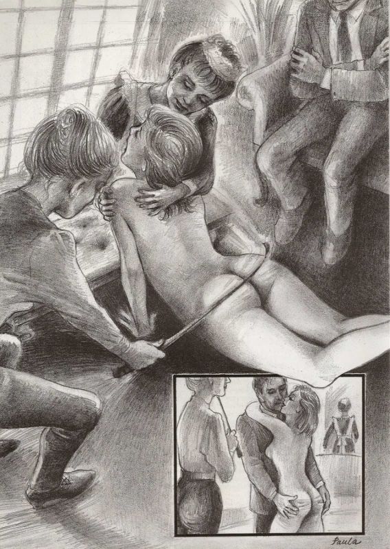 naked female spanking art
