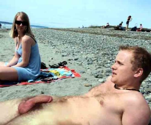 woman nude beach erection