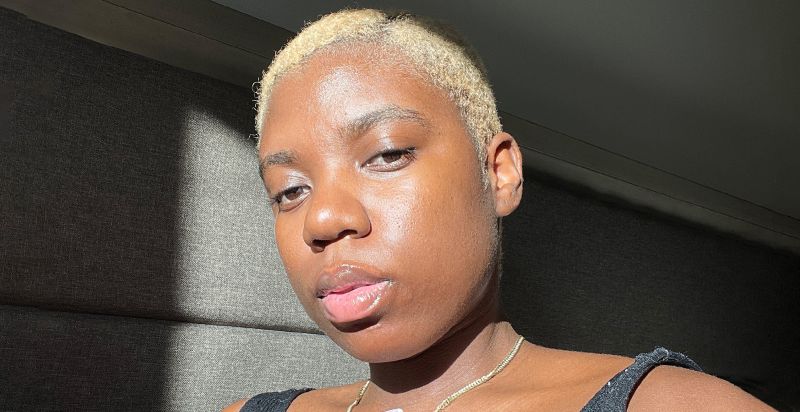 half black and blonde hair