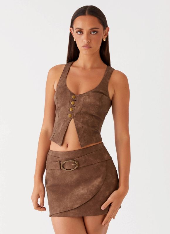 new look navy burgundy and cream mini skirt