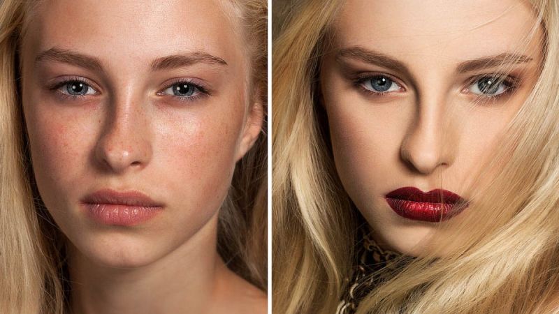 girls with makeup before and after