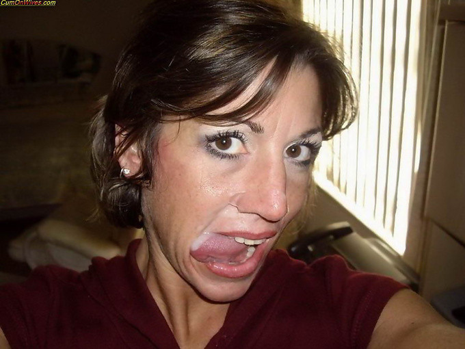 cum facial with glasses