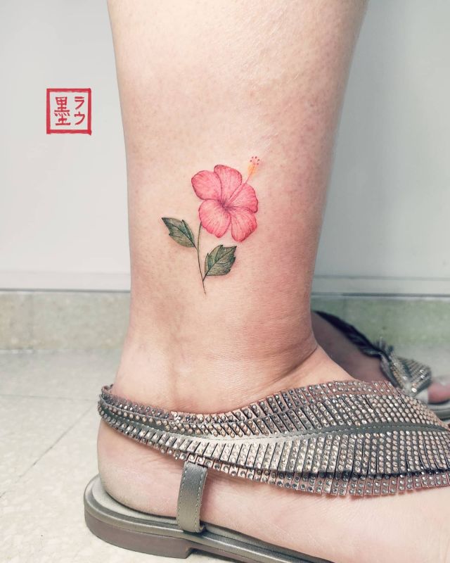 colorful hawaiian flower tattoos