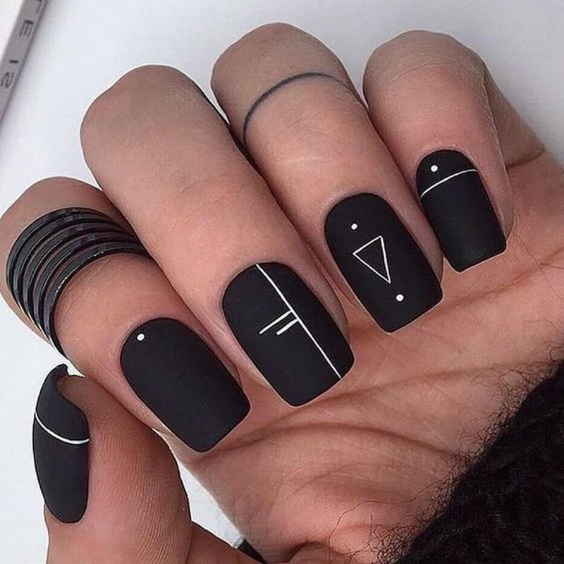 teal and black nails