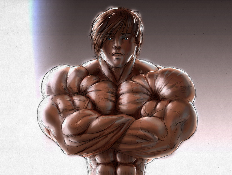 person with muscles drawing