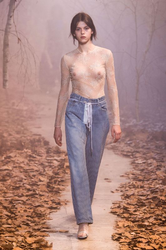 sheer bra runway