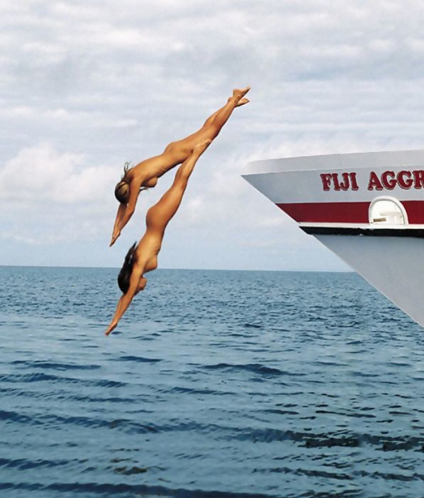 classic woman scuba diving