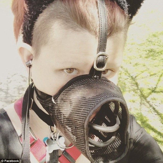 leather muzzle mask with removable blind fold